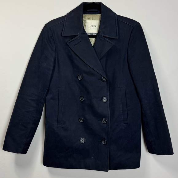 J. Crew Durable Outerwear Navy Double Breasted Coat sz XS - Picture 2 of 6
